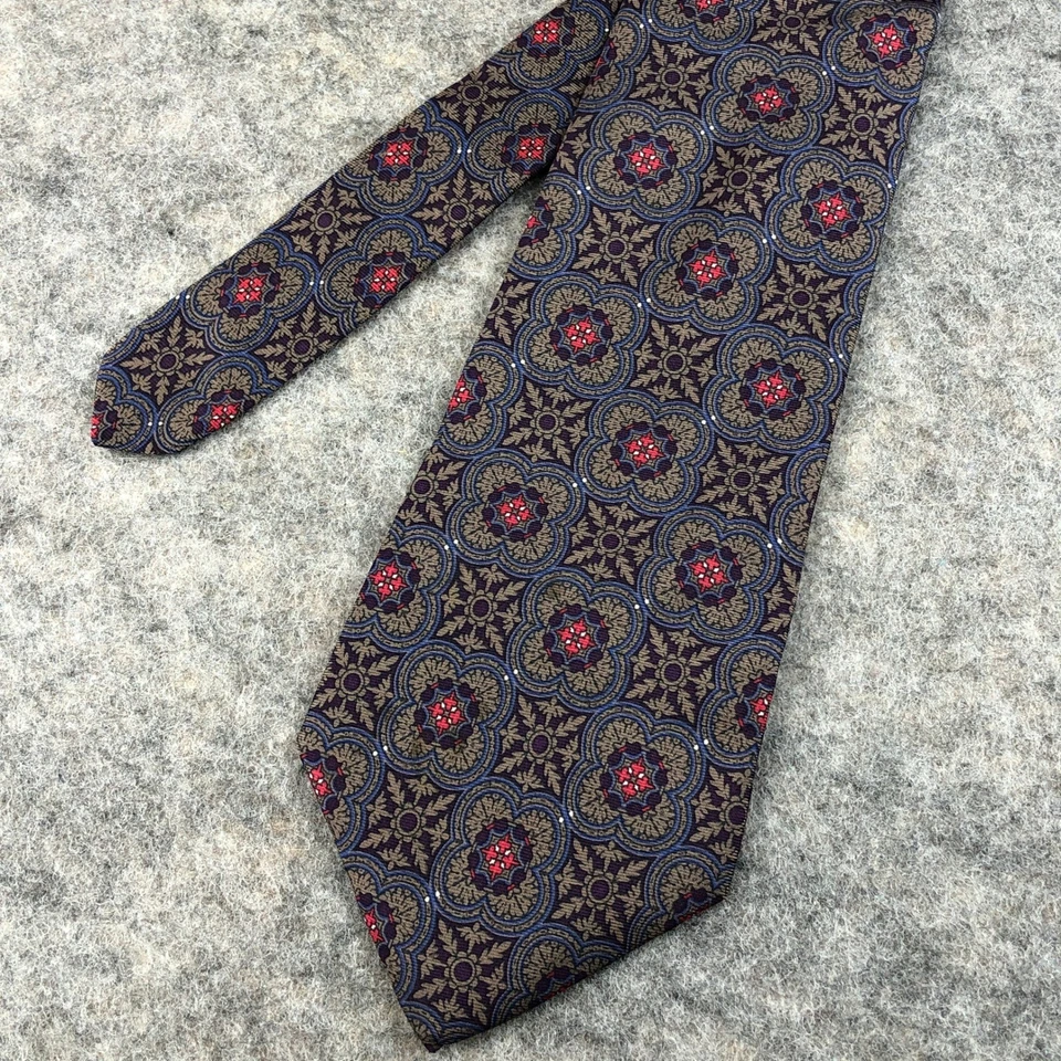 Christian Dior шелковый галстук мужской синий красный геометрический узор Италия - Изображение 2 из 4