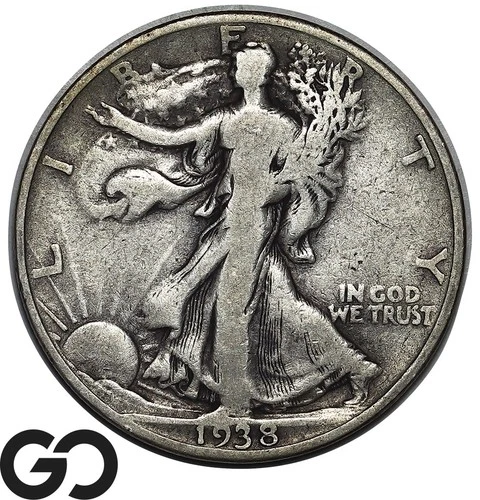 1938-D Walking Liberty Half Dollar, VG Better Date Denver Issue