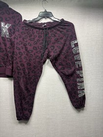 Victoria&rsquo;s Secret Pink Maroon And Black Leopard Print Hoodie And Matching Jogger