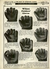 1938 PAPER AD 3 PG Wilson Fielders' Baseball Glove Catcher's Mitt Ray Schalk