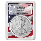 2025 $1 1-oz American Silver Eagle PCGS MS70 FS Flag Frame