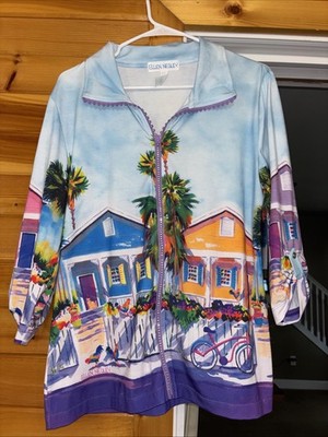 NWT Ellen Negley Key West Florida Jacket Rhinestones Fun Tropical Medium Ladies