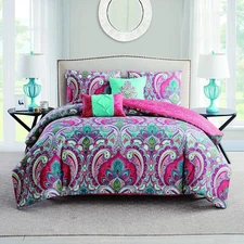- Twin/Twin XL Comforter Set, 4-Piece Reversible Bedding with Matching Shams ...