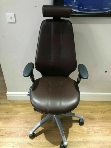 BROWN LEATHER RH400XL ELEGANCE FULLY ERGONOMIC OFFICE TASK CHAIRS - Picture 3 of 10