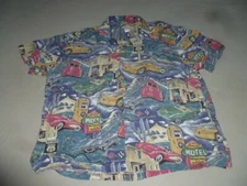 MENS PARADISE FOUND HONOLULU HAWAII ROUTE 66 SUNSET MOTEL CARS CAMP SHIRT XL
