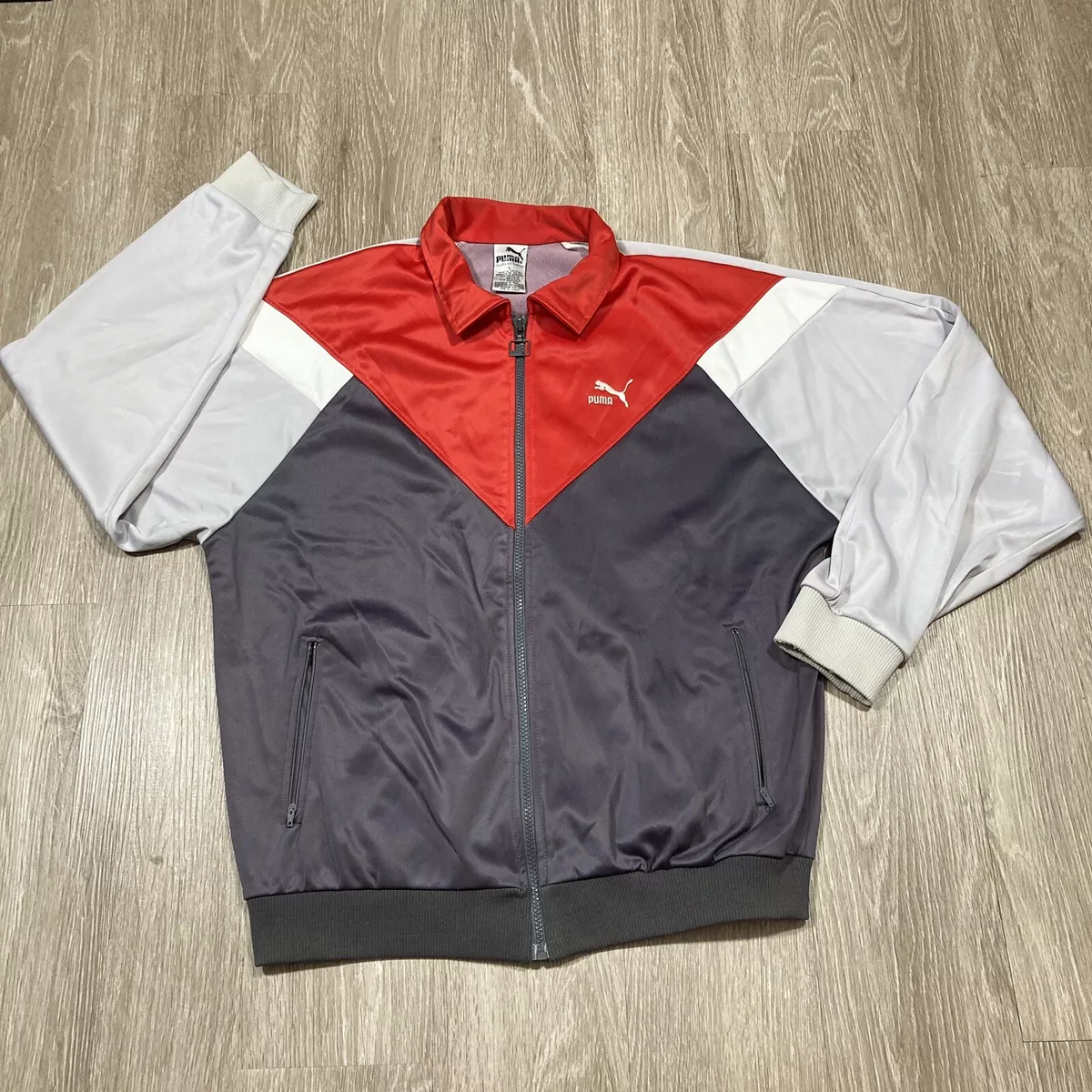 Vintage Puma Jacket Large 80s 90s Color Block Track Top