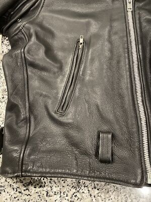 Genuine Leather Biker Motorcycle Jacket XL Harley YKK Zipper | eBay