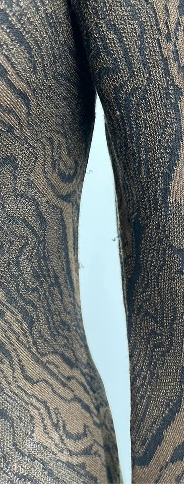 Proenza Schouler Brown/Black Turtleneck Asymmetric Jacquard Midi Dress sz S - Image 2 of 4