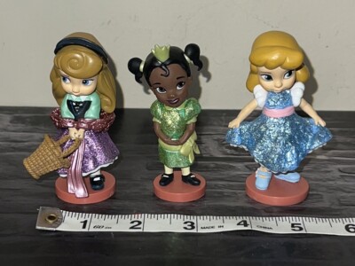 Lot of 3 Disney Animators Collection Mini Princess Figures 3  Toddler Doll PVC