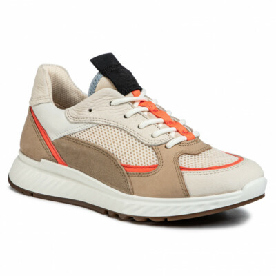 Ecco St.1 W Vanilla/Coral Neon/Vanilla/Beige Women's Sneaker - Size 42 / US 11