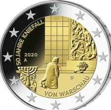 Germany 🇩🇪 Coin 2€ Euro 2020 Comm. UNC Warsaw Kneeling Case Knee Genocide