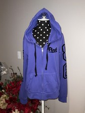 NWT By Victoria's Secret PINK 86 Perfect Fit Front Zip Fleece Hoodie Purple M