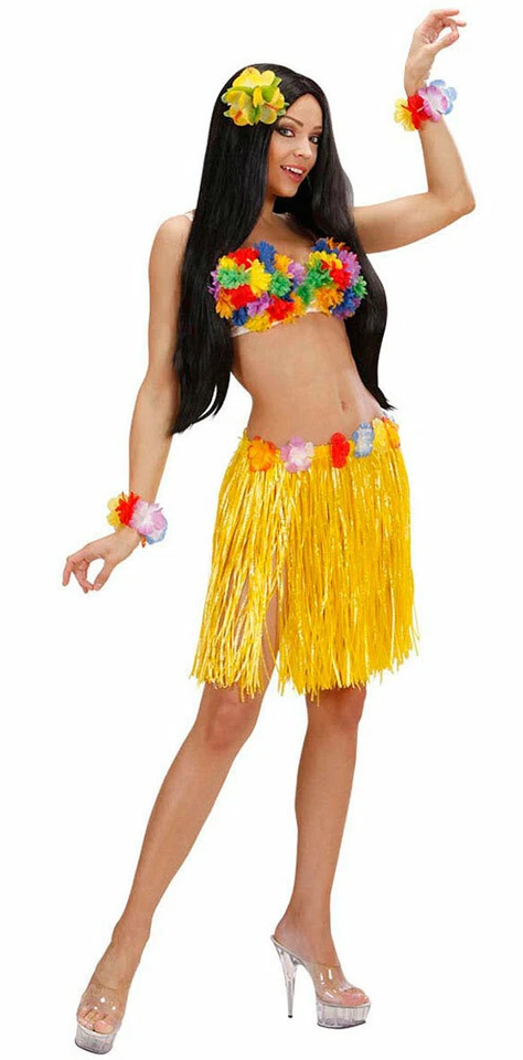 Hawaii Rock Kostüm Karibik Bastrock gelb kurz Damenkostüm Karneval Sommerparty - Bild 1 von 1