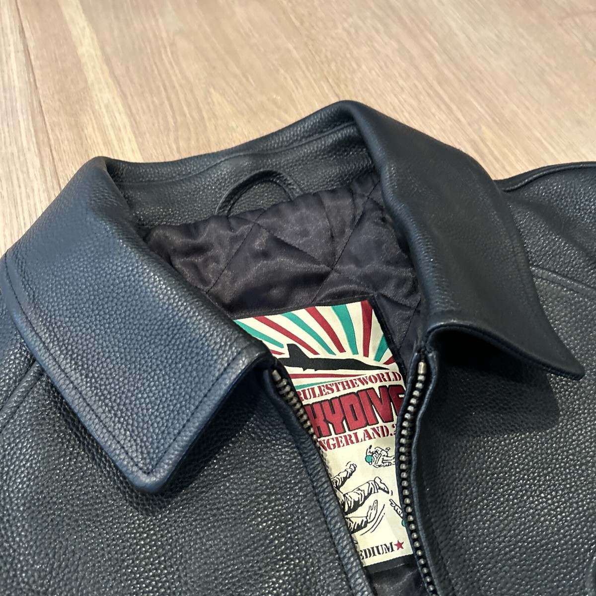 Corteiz Leather Jacket Skydive Size M Black Logo 100 Corteiz Leather Jacket Skydive Size M Black Logo 100