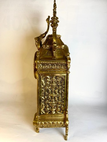Reloj despertador mecánico de mesa de bronce dorado del siglo XX - Imagen 3 de 3