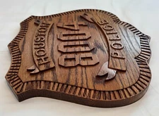 Houston Police Department CUSTOM solid oak badge