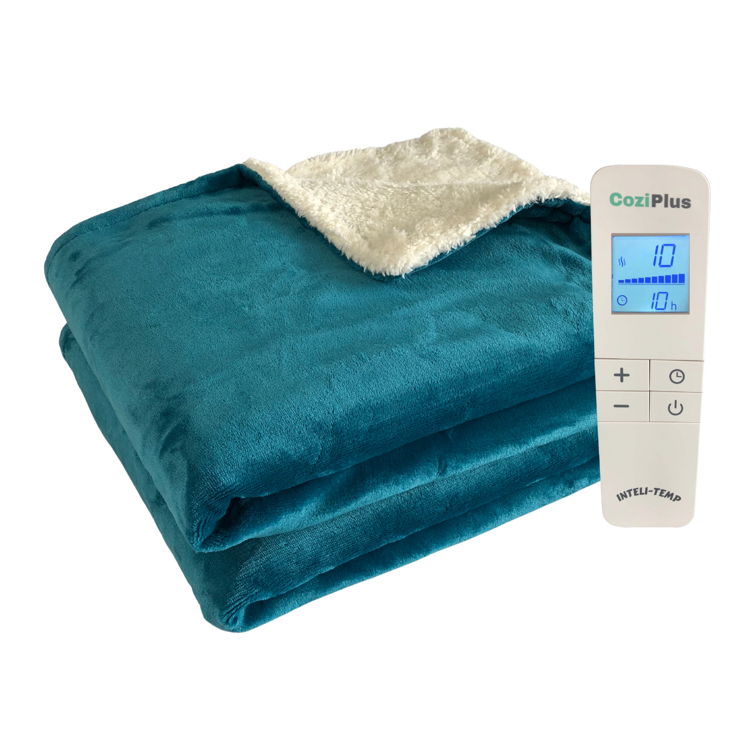 Luxurious Electric Heated Throw Over Blanket Teal, 10H Heat&Timer LED Controller