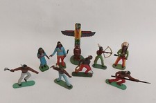 Vintage Rare Poland Plastic x9 Indians Soldiers Toy Figurines 6-7cm
