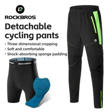 ROCKBROS Men Cycling Pants Detachable 2-Layer Bike Shorts Shockproof 3D Padded