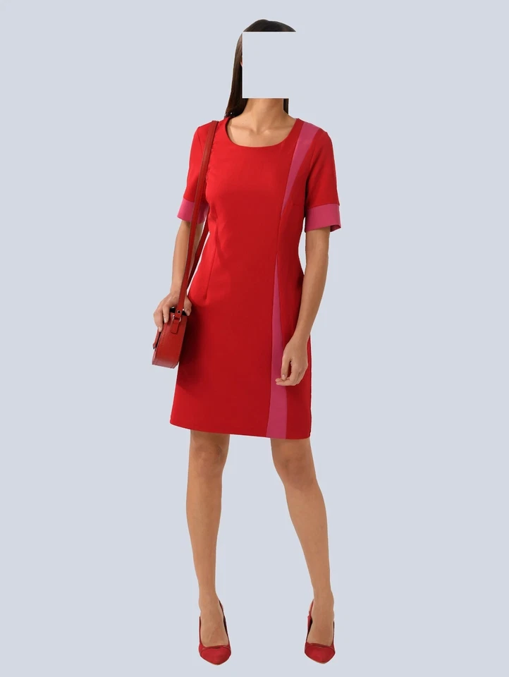 Alba Moda Etui Kleid rot-pink mit farbfrohem Colourblocking Gr. 46 0823457841 - Bild 2 von 3