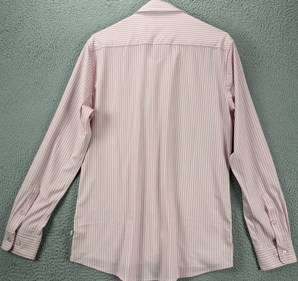 7 Diamonds 7D 衬衫男式小号 Camden 粉红色条纹 4 路弹力纽扣新品 — 第 3/4 张图片