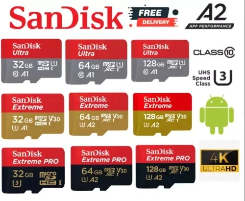 Micro SD Memory Card SanDisk Ultra Extreme Pro 32GB 64GB 128GB 256GB Class 10 A2 - image 2 of 4