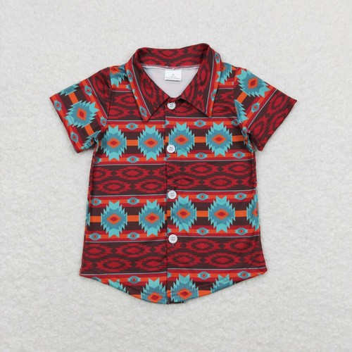 Western Baby Cowboys Toddler Summer Short Sleeve Button-Sown Shirt Top Tee - Picture 16 of 16