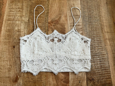 Free People One Women's Athena Bralette White Lace Adjustable Straps  Medium