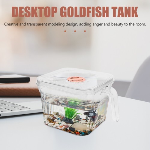 Transparent Goldfish Bowl Small Aquarium Plastic Travel - Picture 11 of 12