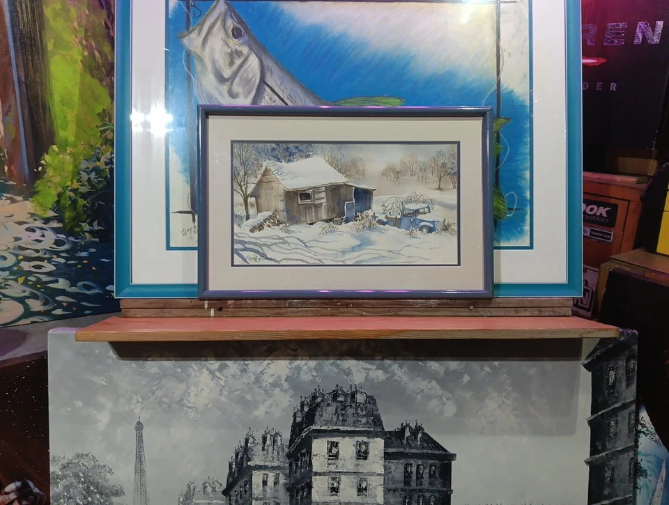 Original Carol Freas Acuarela Invierno En Nueva Jersey Enmarcada 23x15 J&M Tarántula  Foto 3 de 4