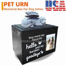 Dog Urns for Ashes with Photo Frame Memorial Gift for Loss of Dogs Wooden Box US