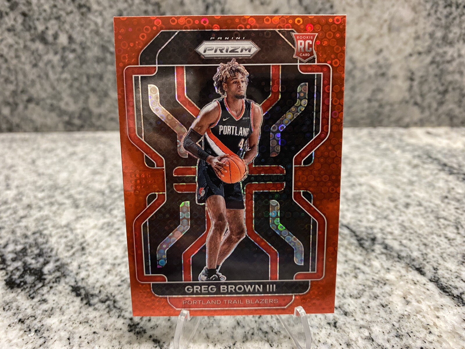 GREG BROWN III 2021-22 PRIZM RED FAST BREAK ROOKIE RC /100 BLAZERS MAVERICKS