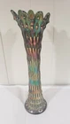 Vintage 16" Fenton Rustic Variant Green Carnival Glass Stretch Vase