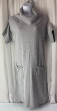 Athleta Medium Zuni Cowl Neck Sweater Dress Light Gray Short Sleeve Pockets