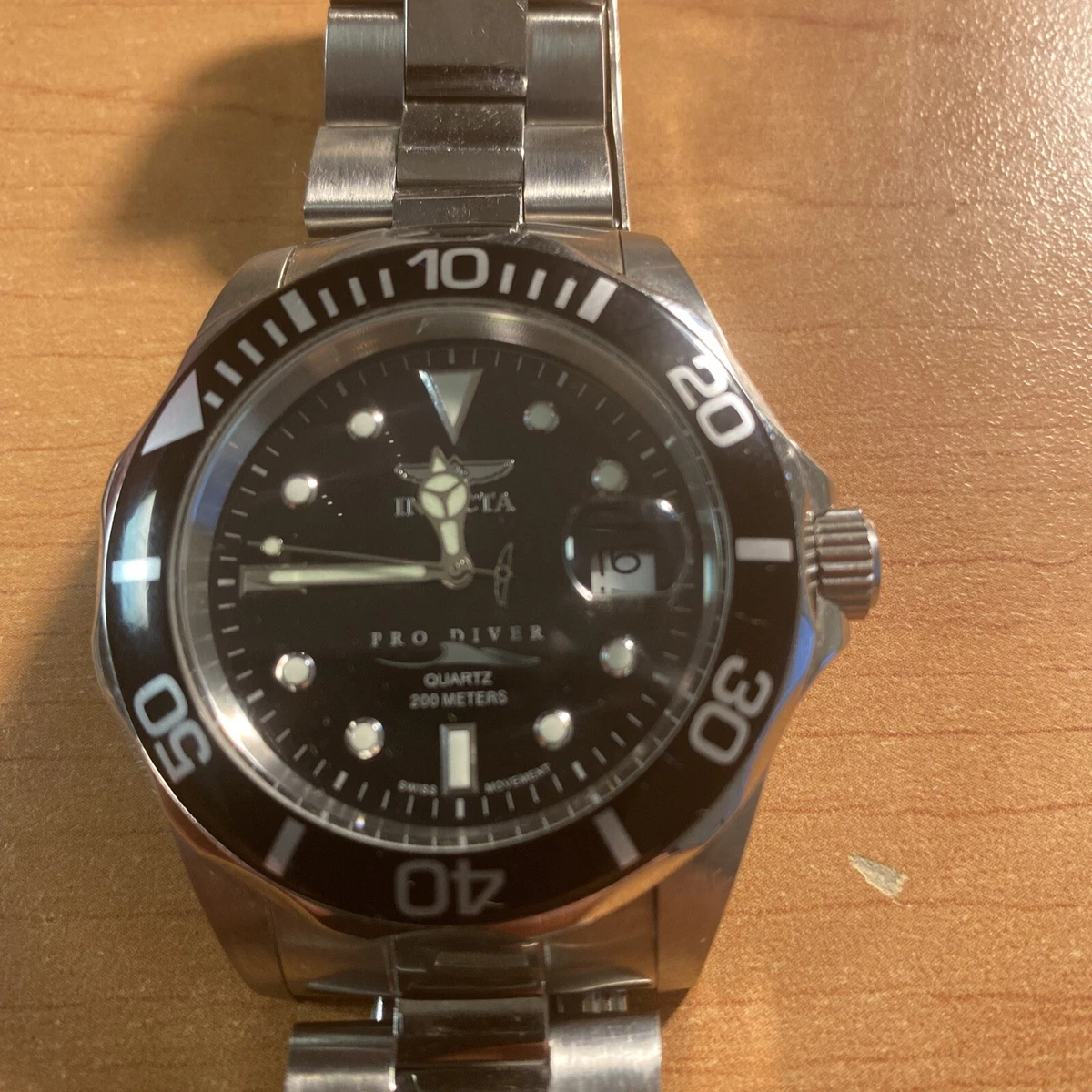 Vntg - Invicta Pro Diver 5017, Swiss Qtz, S/S, Black Dial, 43 mm Rare  Find