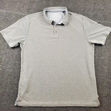 Tommy Bahama Polo Shirt Mens Large Gray Polyester Tencel Golf Short Sleeves