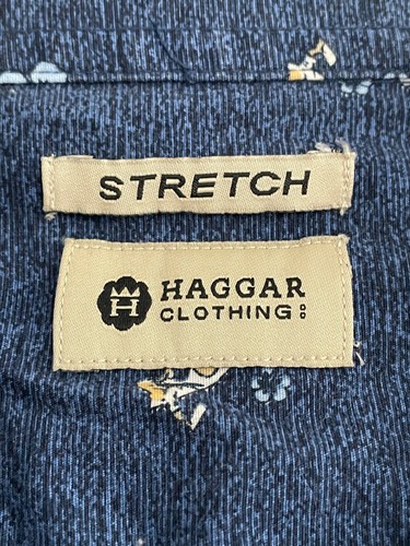 Haggar Clothing Mens Size 2XL Blue Stretch Short Sleeve Floral Button Down Shirt - Picture 9 of 10
