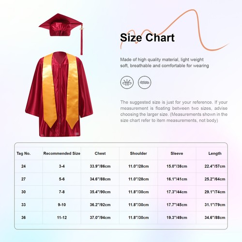 Unisex Kids Graduation Gown Cap Uniform for Preschool Primary School Ceremony - Picture 150 of 187