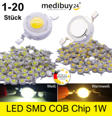 1W LED COB 1SMD Chip 120° 3,2-3,4V Lampe rund Hochleistung High-Power LED's 1-20