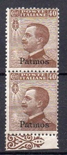 1912 EGEAN PATMOS 40 CENTS INTEGRAL PAIR MNH D/2594