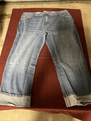 Cotton On Loose Cuff High Rise Fitted Waist Women Jeans Size 42 Pure Blue