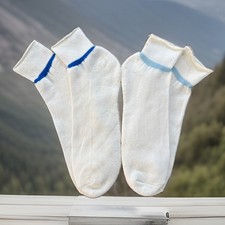True Vintage Socks Lot 10-13 2 Pack Ankle White Blue Acrylic NOS USA 80s 90s Low