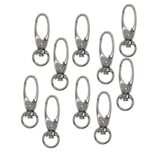 10Piece Silver Alloy SWIVEL CARABINER CLIPS Snap Hooks Key Chain Ring Clasps