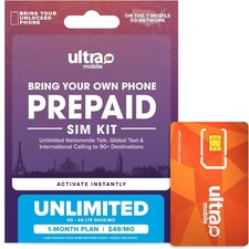  49/mo. Ultra Mobile Prepaid Phone Plan with Unlimited Talk, Text,  Data...