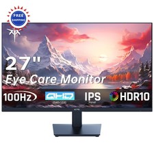 27 Inch QHD Gaming Monitor 2K 100Hz IPS Adjustable Computer 1440P Frameless