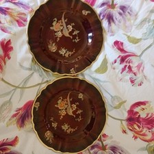 Vintage Carlton Ware Rouge Royale Red Lustre plates 9" 2x Pheasant & FLORAL VGC