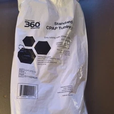 Gemcore 360 Slim Fit CPAP Grey  Tubing 6ft, 15mm w/22mm Cuffs -  Sealed  Package