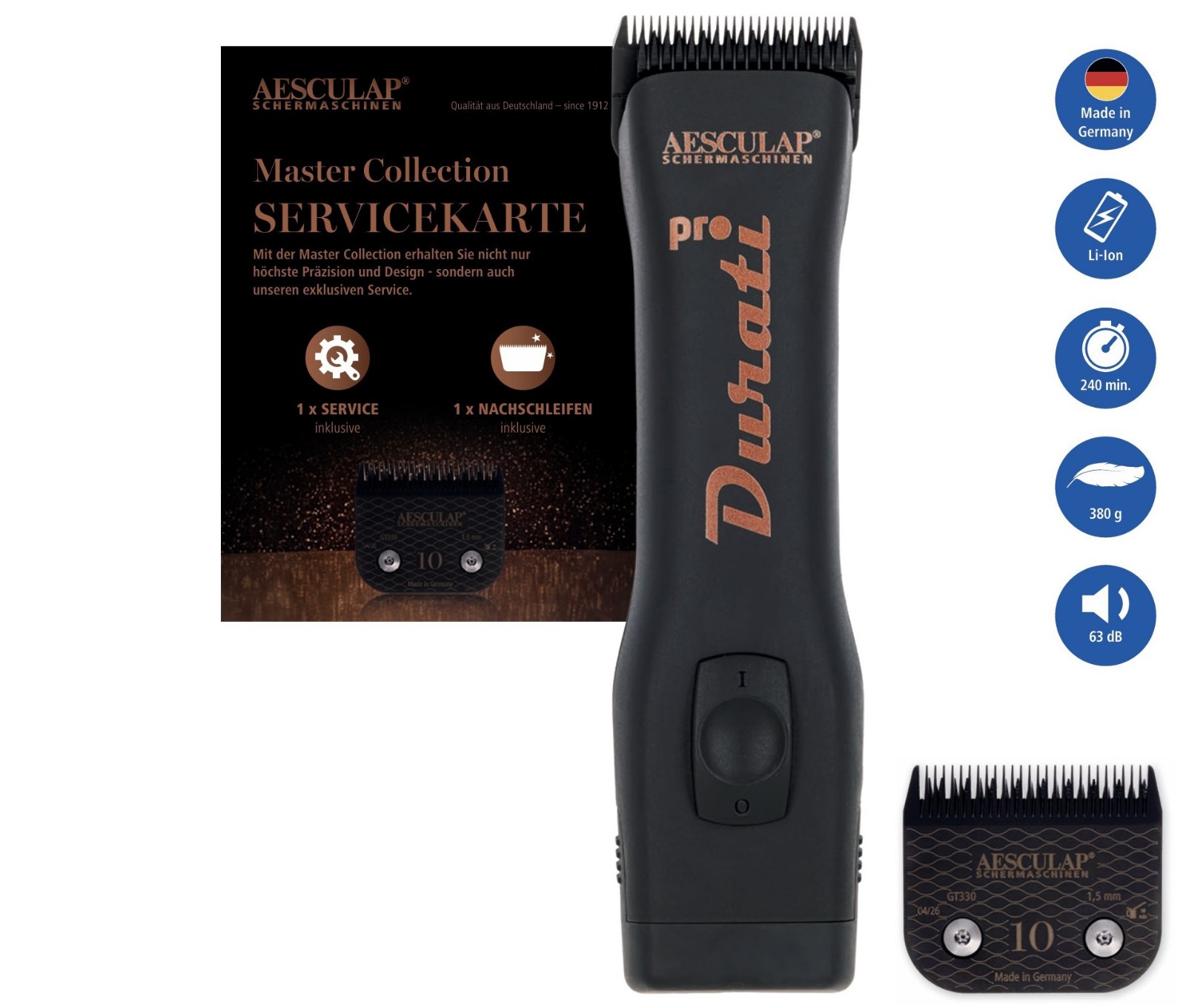 Aesculap Durati Pro Master Collection Cordless Trimmer Set + DLC