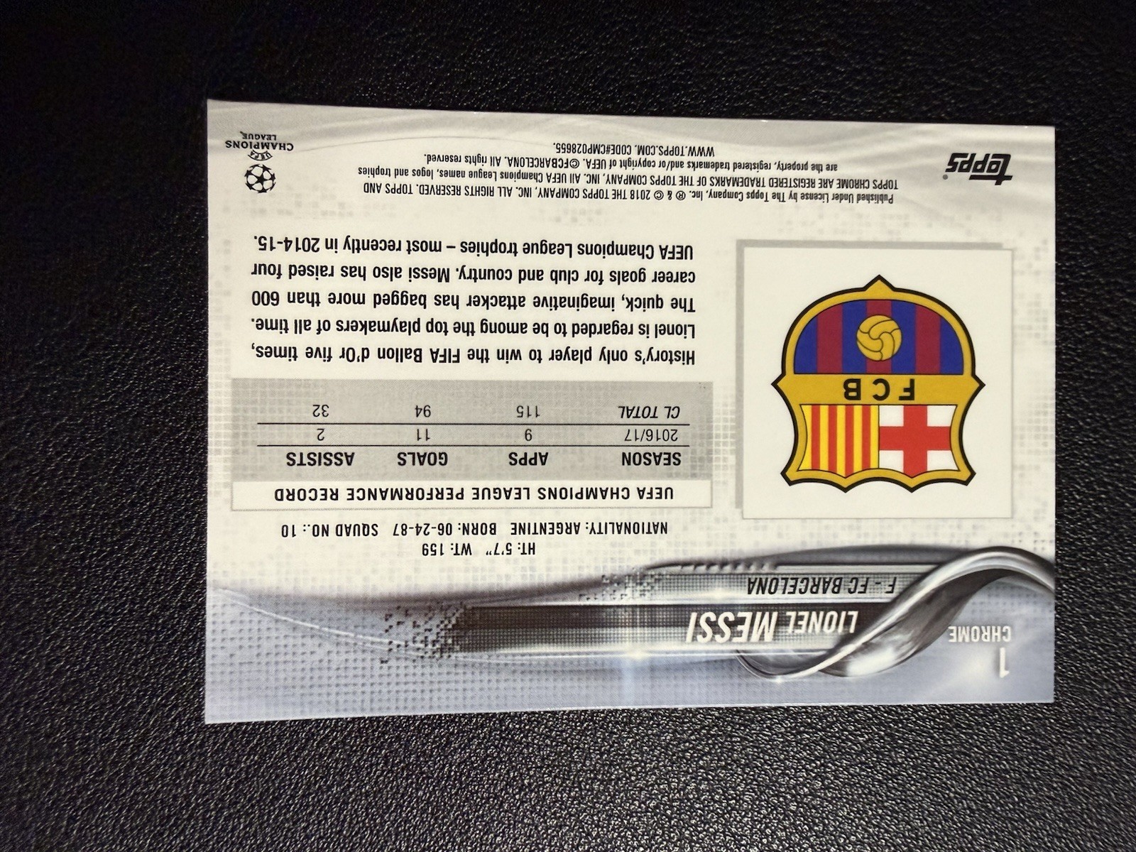 2017-18 Topps Chrome UCL Lionel Messi #1 QTY AVAIL view 8
