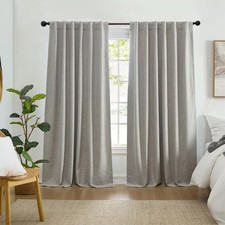 Solace Gray Polyester Solid Texture 52 In. W X 84 In. L Rod Pocket/Back Tab Indo